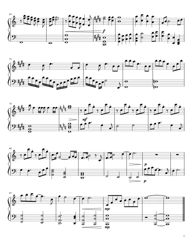 Sheet music page 3 Cave of Mind (The Boy Who Swalled a Star) - Intermediate Version