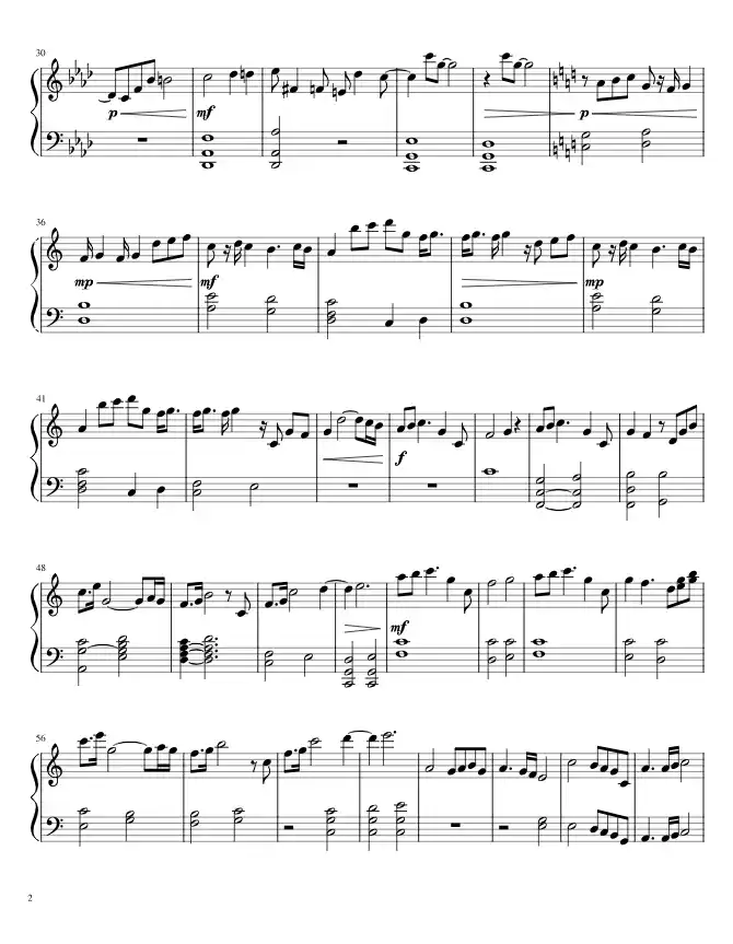 Sheet music page 2 Cave of Mind (The Boy Who Swalled a Star) - Intermediate Version