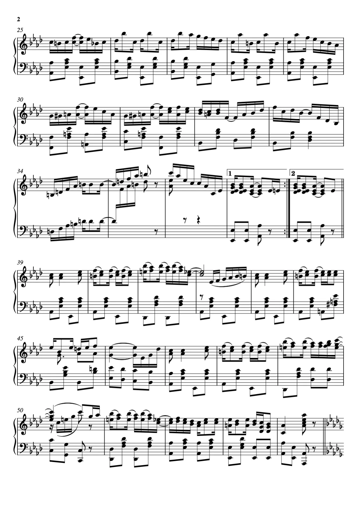 Sheet music page 2, The Easy Winners - Advanced Version