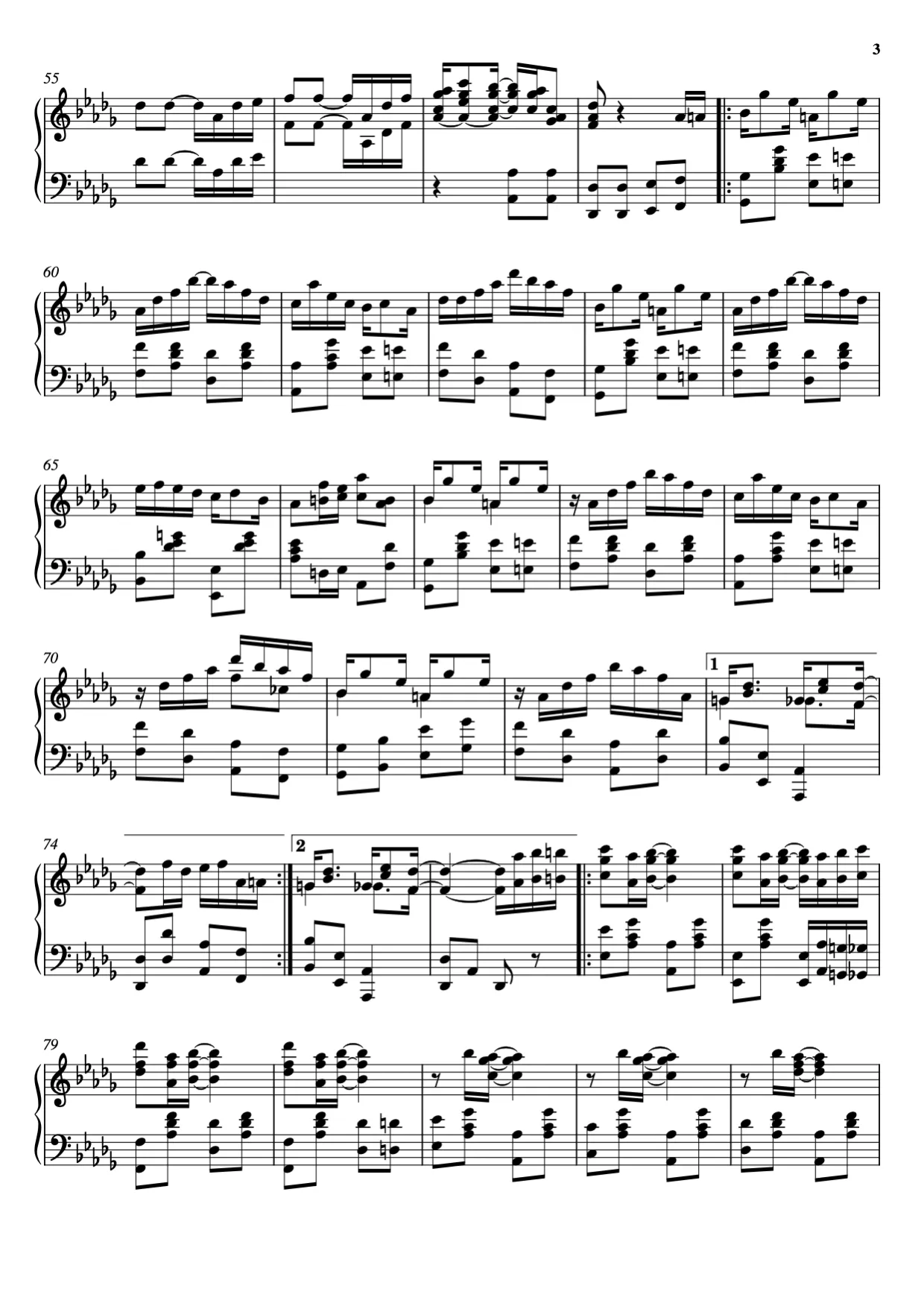 Sheet music page 3, The Easy Winners - Advanced Version