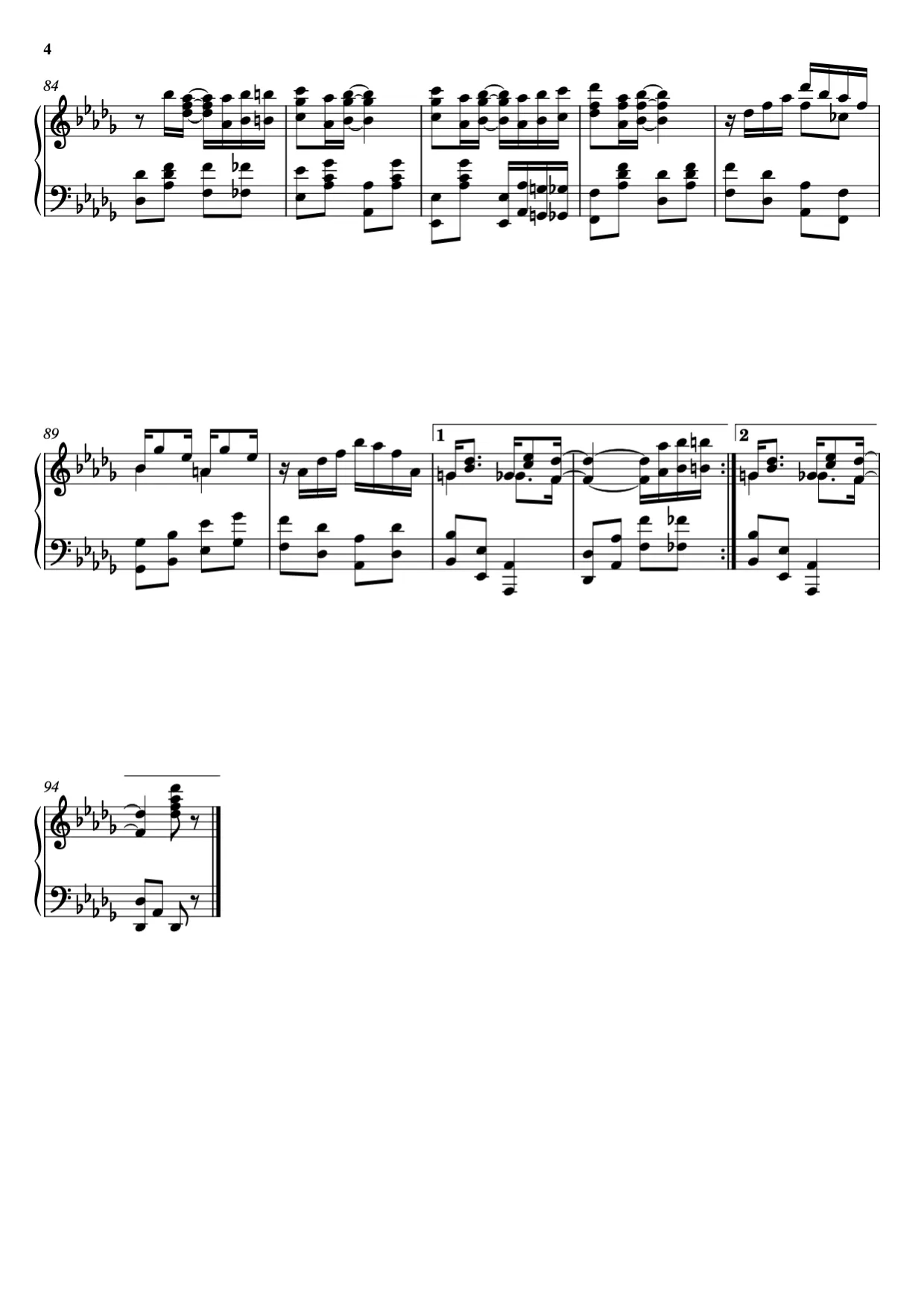 Sheet music page 4, The Easy Winners - Advanced Version