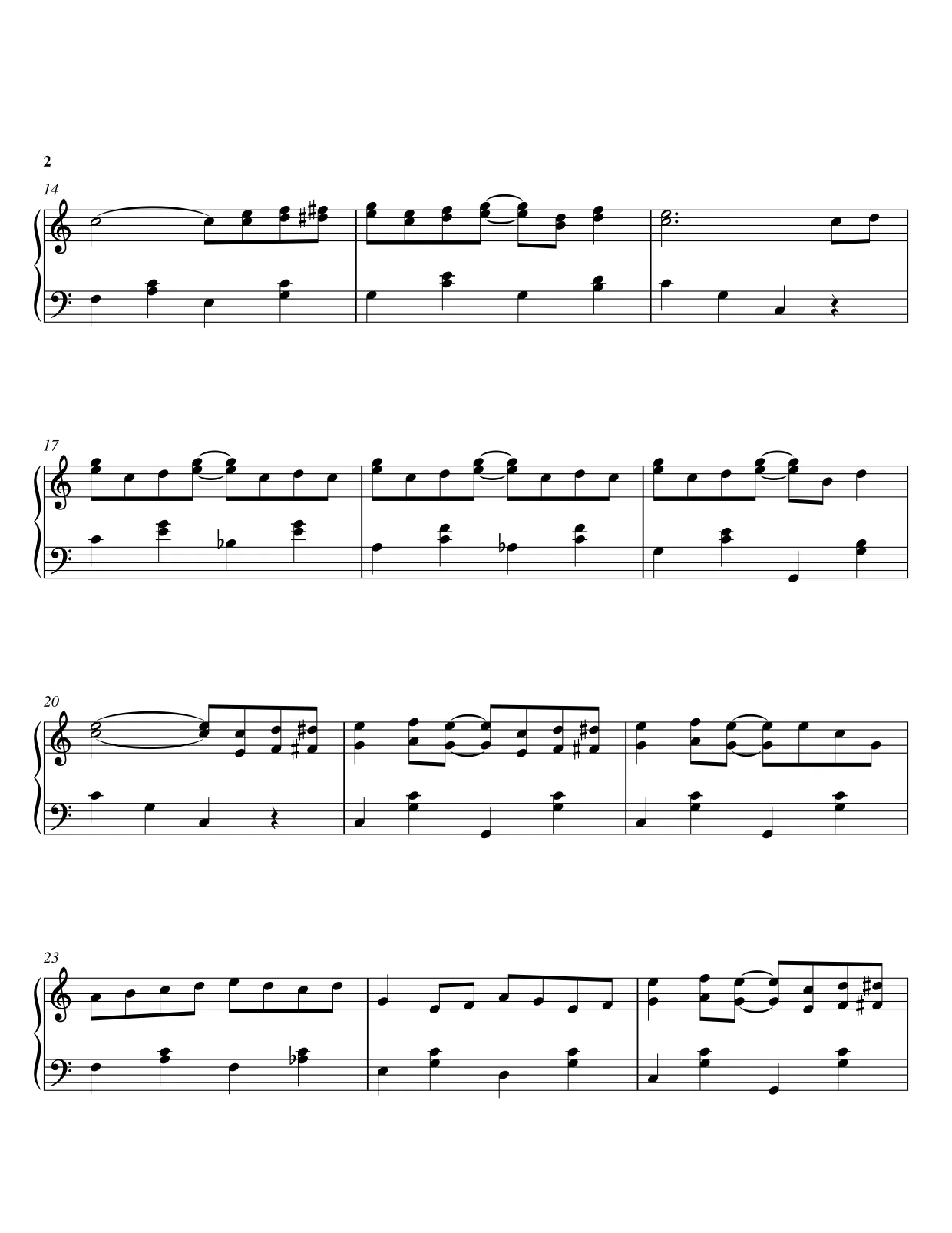 Sheet music page 2 The Entertainer - Advanced Version