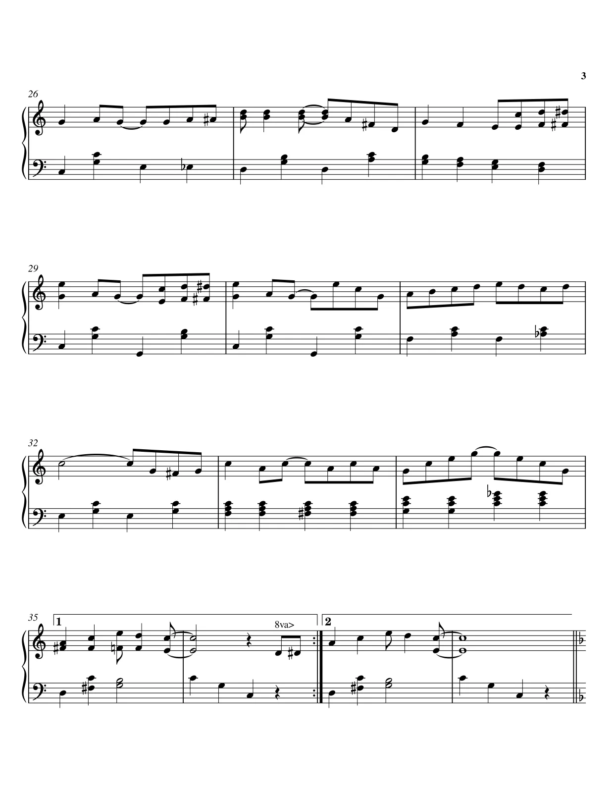 Sheet music page 3 The Entertainer - Advanced Version