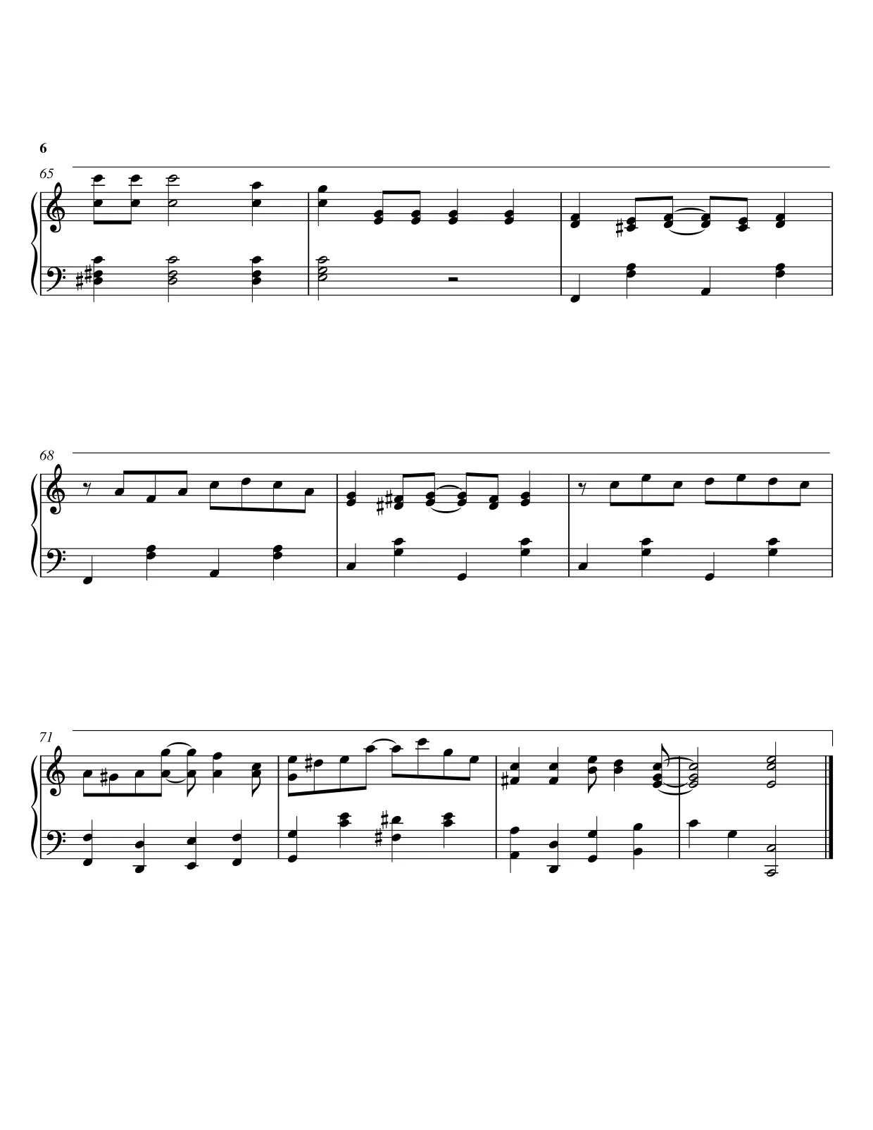 Sheet music page 6 The Entertainer - Advanced Version