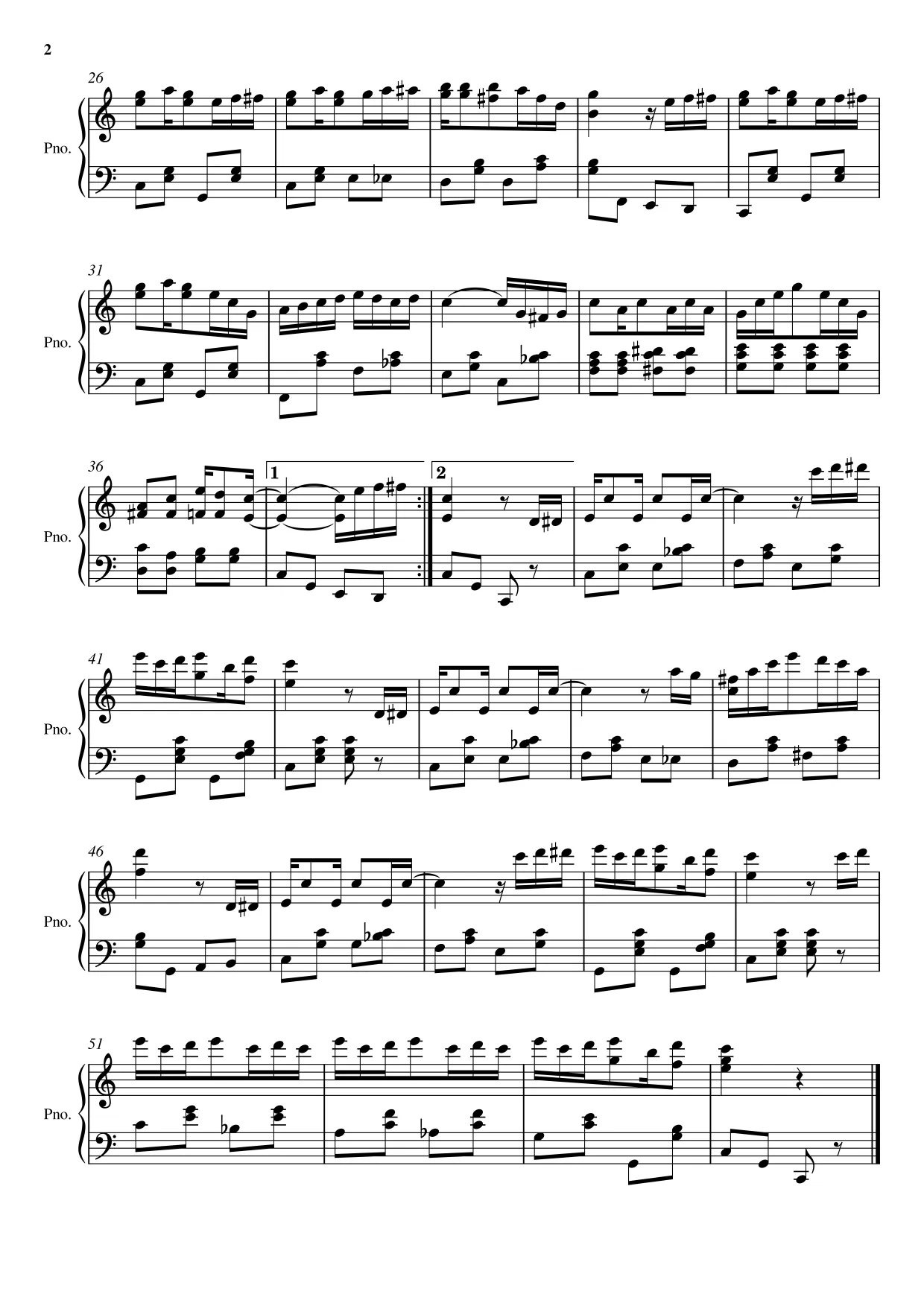 Sheet music page 2 The Entertainer - Intermediate Version