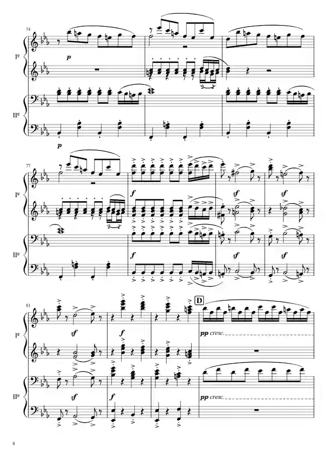 Sheet music page 8 The Magic Flute Overture, K. 620 - Intermediate Version