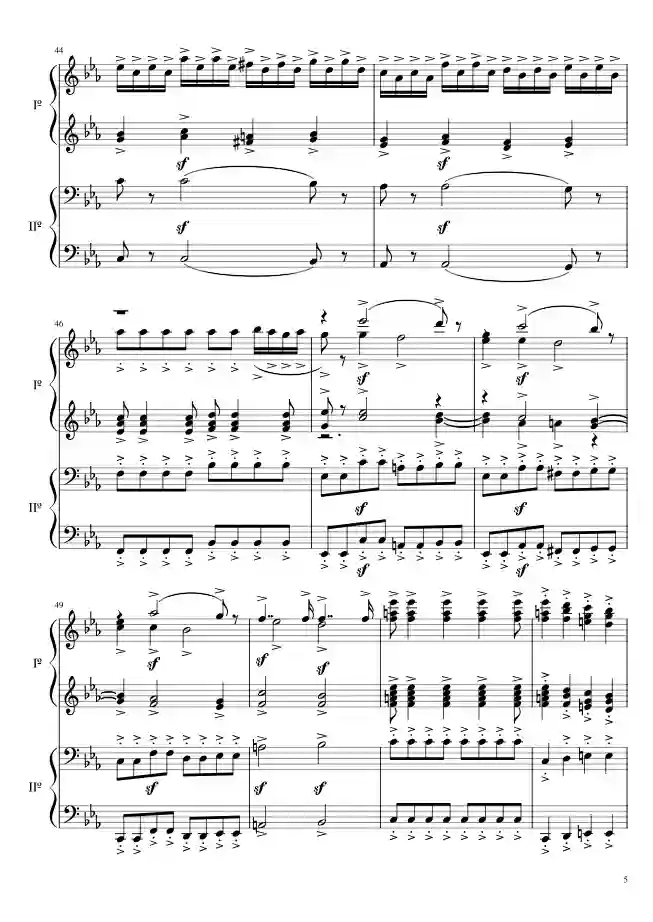 Sheet music page 5 The Magic Flute Overture, K. 620 - Intermediate Version