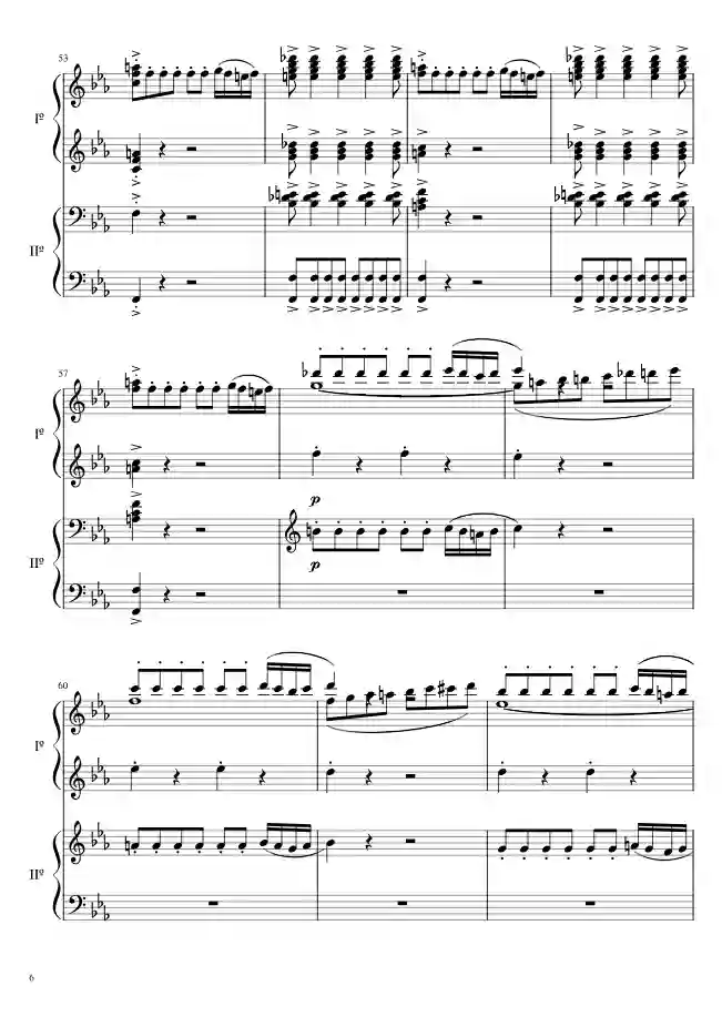 Sheet music page 6 The Magic Flute Overture, K. 620 - Intermediate Version