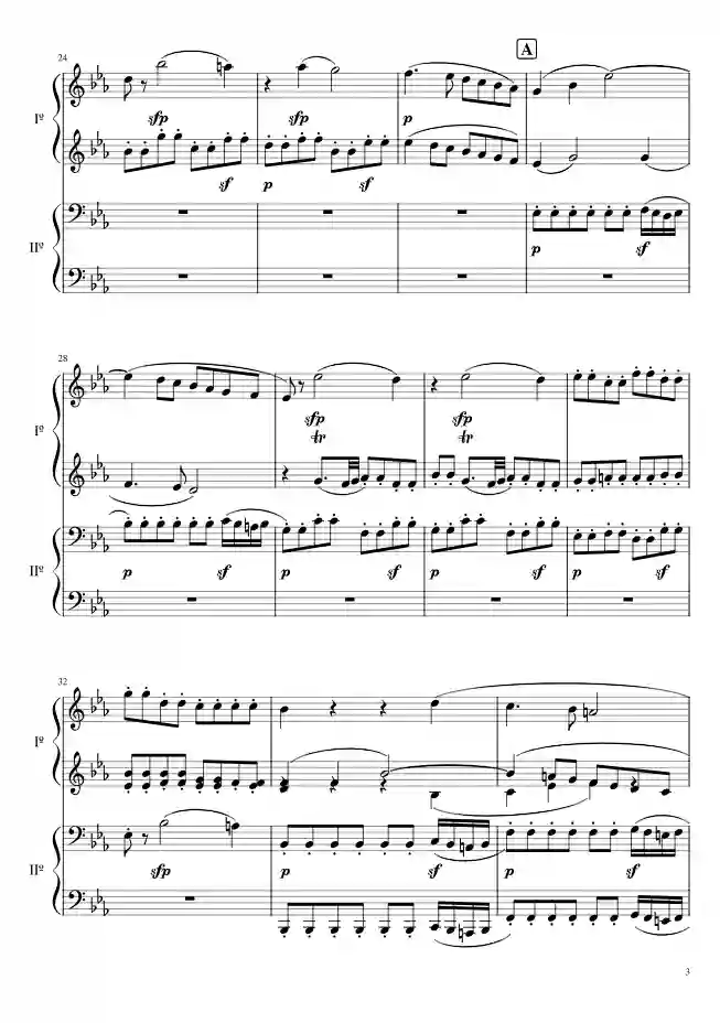 Sheet music page 3 The Magic Flute Overture, K. 620 - Intermediate Version