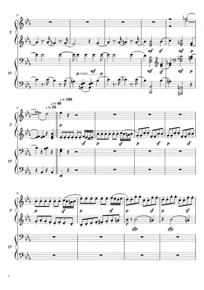 Sheet music page 2 The Magic Flute Overture, K. 620 - Intermediate Version