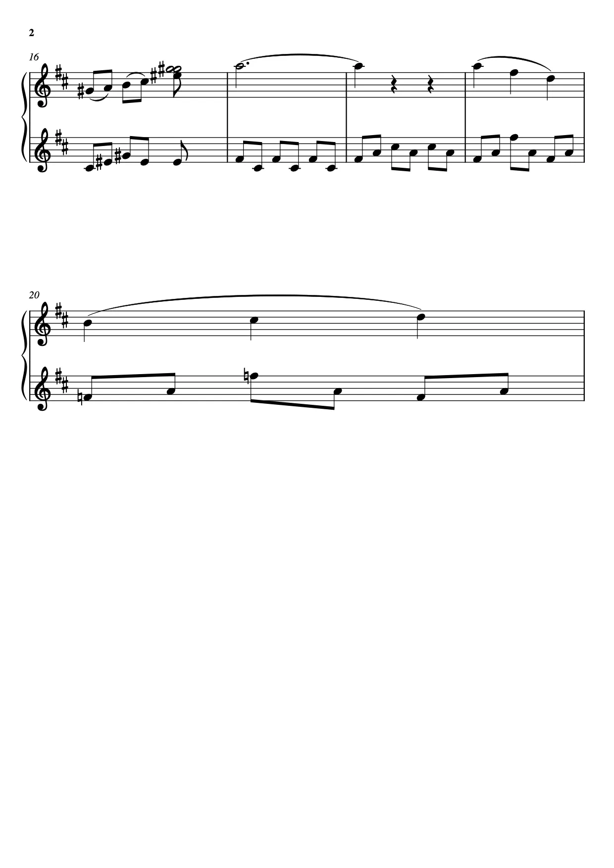 Sheet music page 2 The Swan (Le Cygne) - Beginner Version