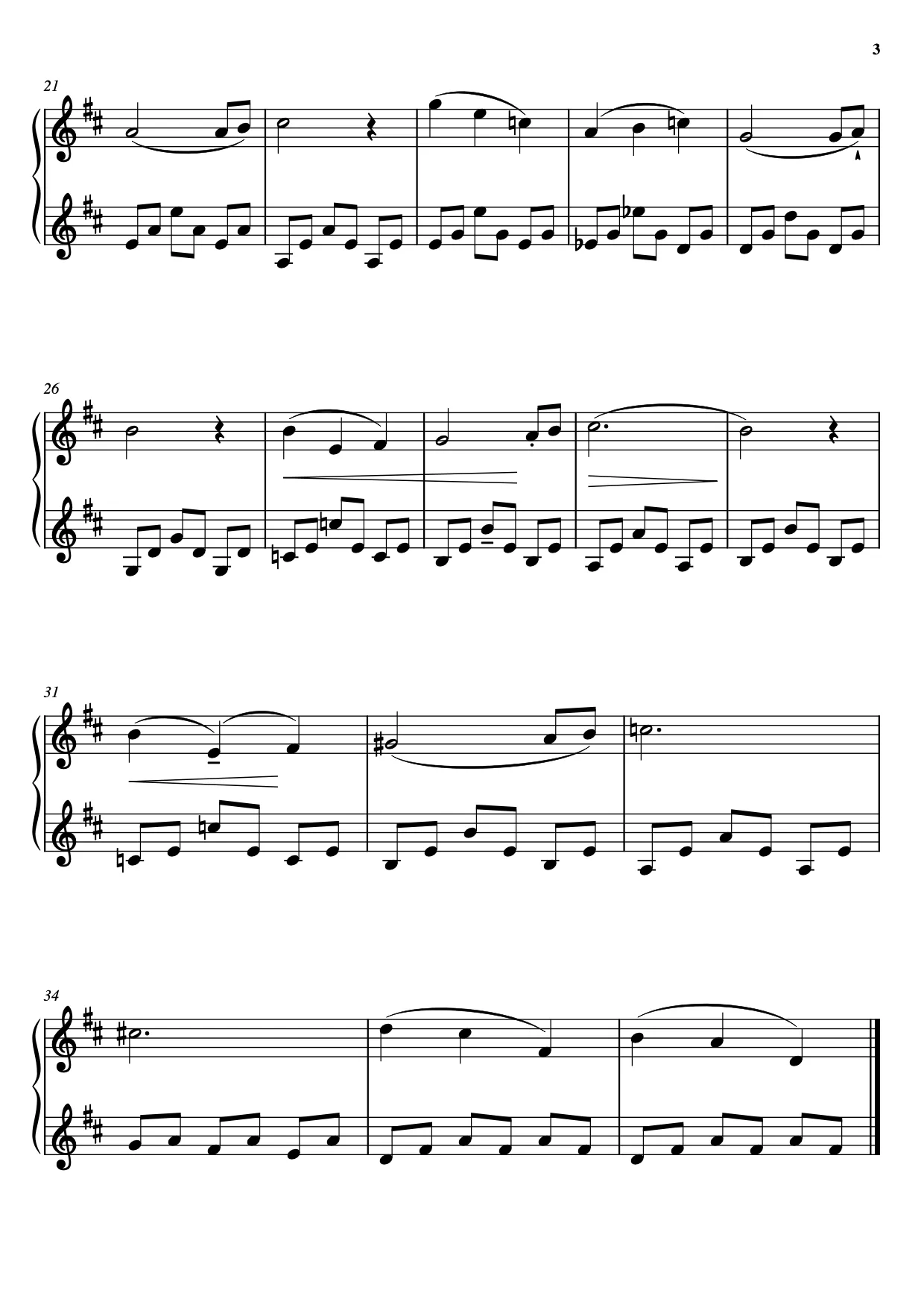 Sheet music page 3 The Swan (Le Cygne) - Beginner Version