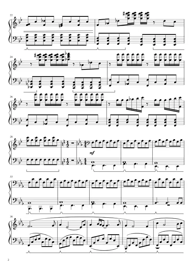 Sheet music page 2 This is Gallifrey: Our Childhood, Our Home - Intermediate Version