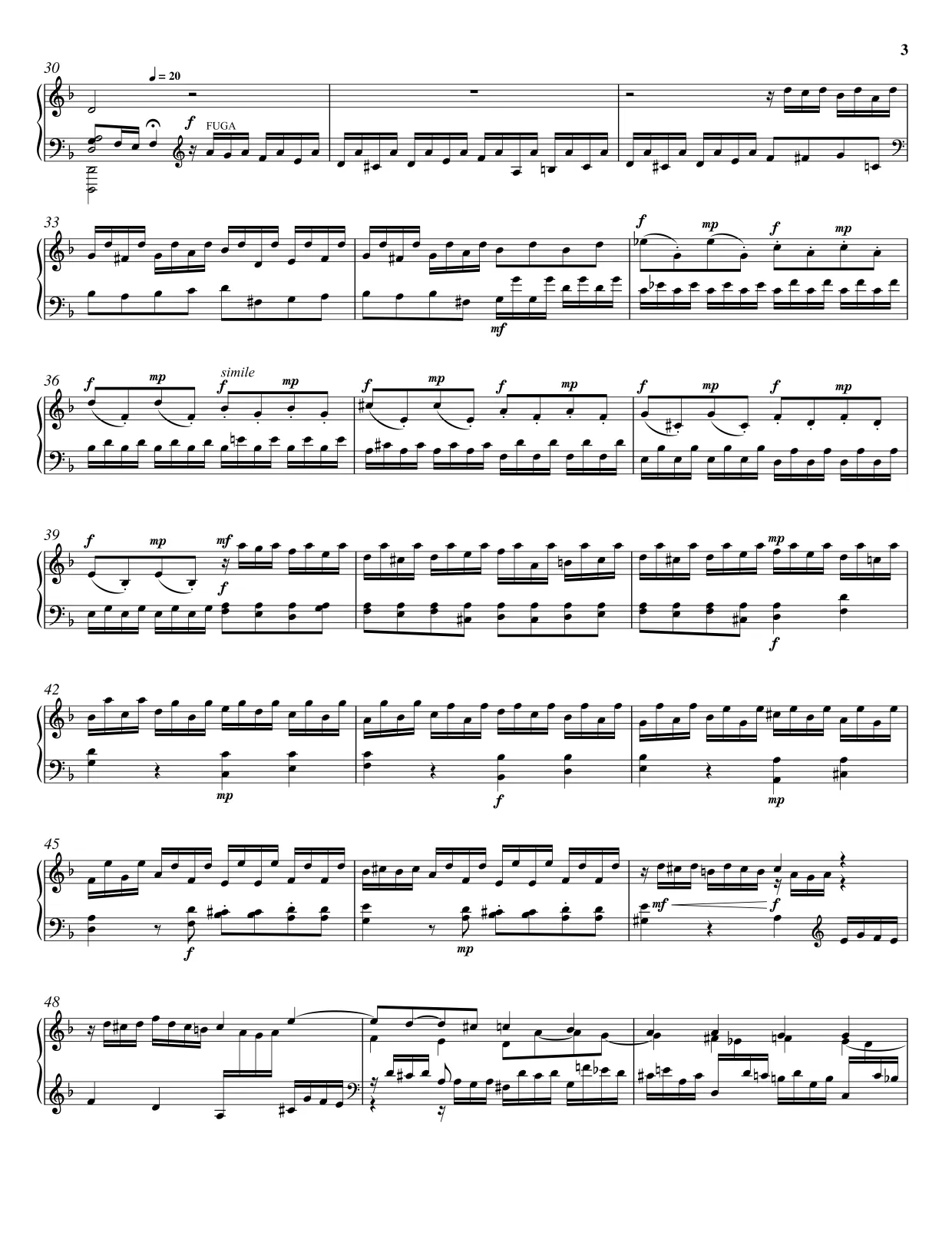 Notenseite 3 Toccata und Fuge d-Moll - Fortgeschrittene Version