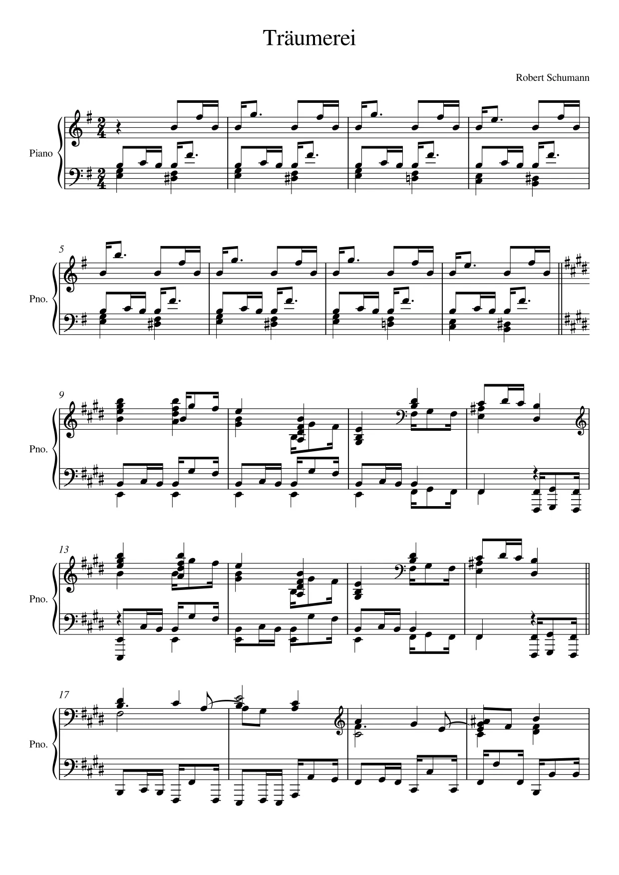 Sheet music page 1 Träumerei - Beginner Version