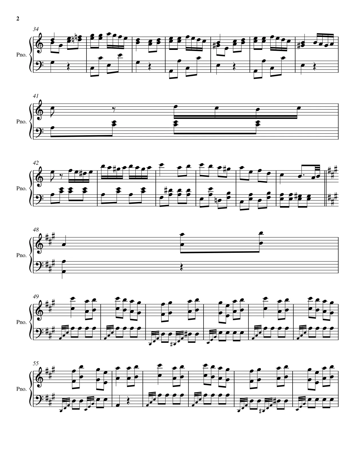 Sheet music page 2 Turkish March (Rondo alla Turca) - Advanced Version