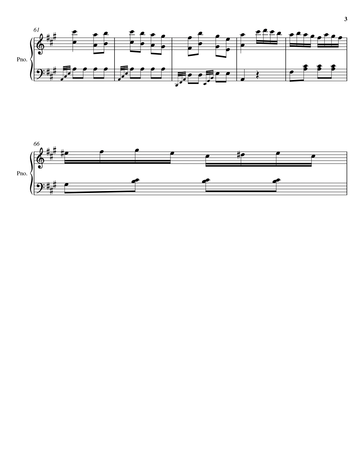 Sheet music page 3 Turkish March (Rondo alla Turca) - Advanced Version
