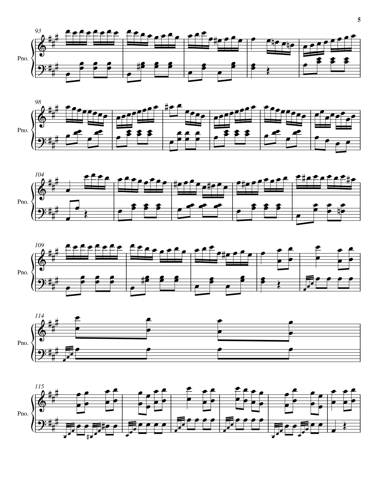 Sheet music page 5 Turkish March (Rondo alla Turca) - Advanced Version