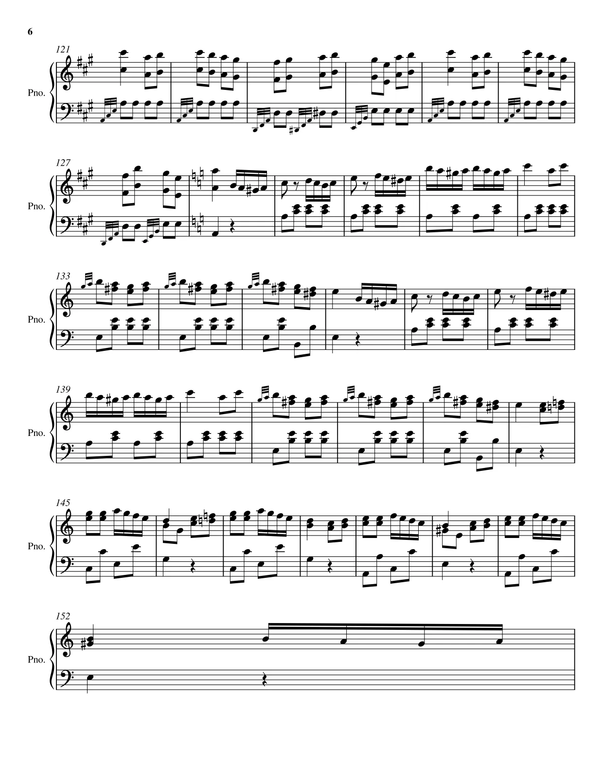 Sheet music page 6 Turkish March (Rondo alla Turca) - Advanced Version