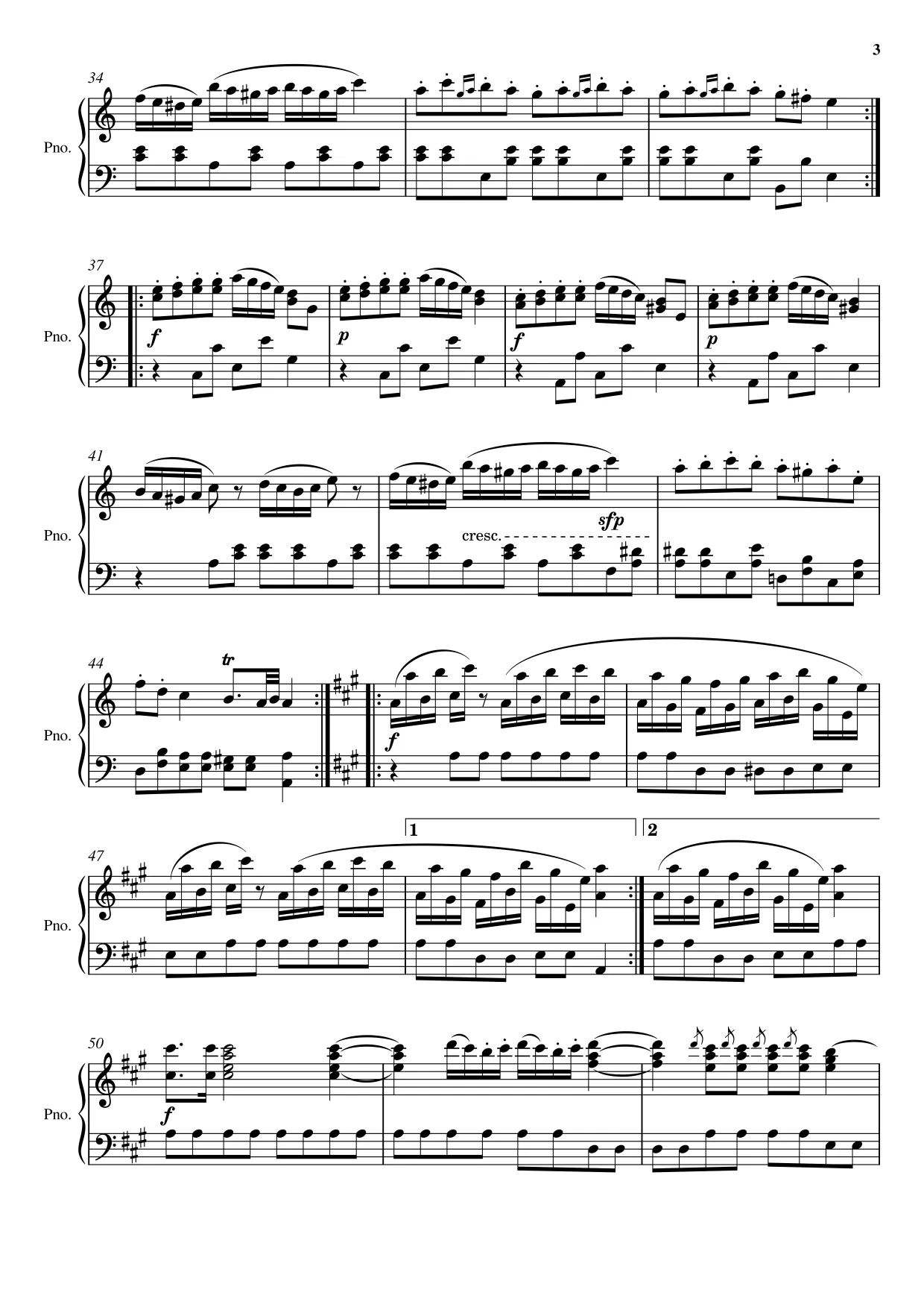 Sheet music page 3 Turkish March (Rondo alla Turca) - Beginner Version