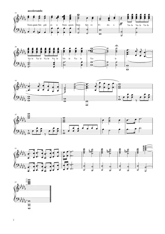 Sheet music page 2 Vale Decem - Advanced Version