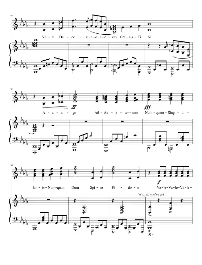 Sheet music page 3 Vale Decem - Beginner Version