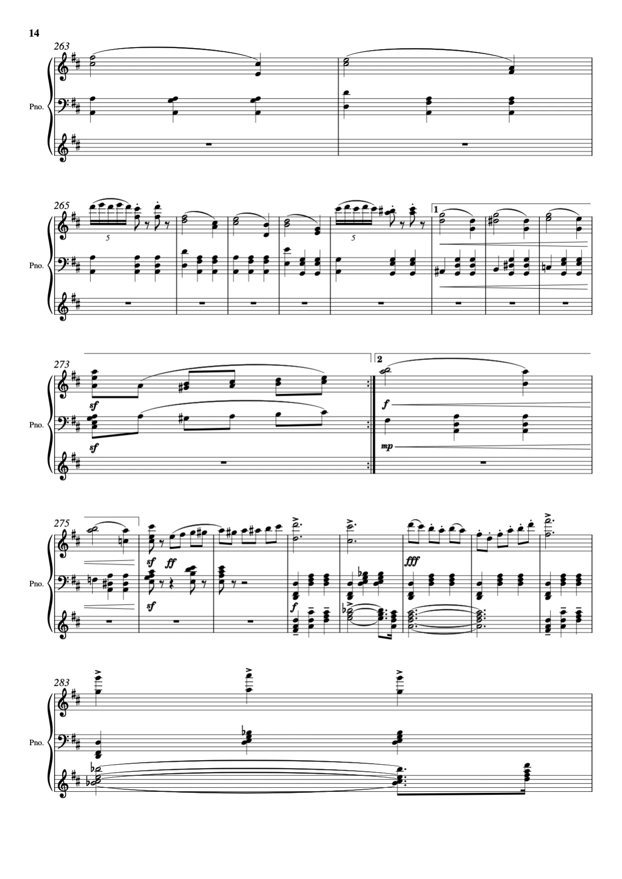Sheet music page 14 Waltz of the Flowers - Advanced Version