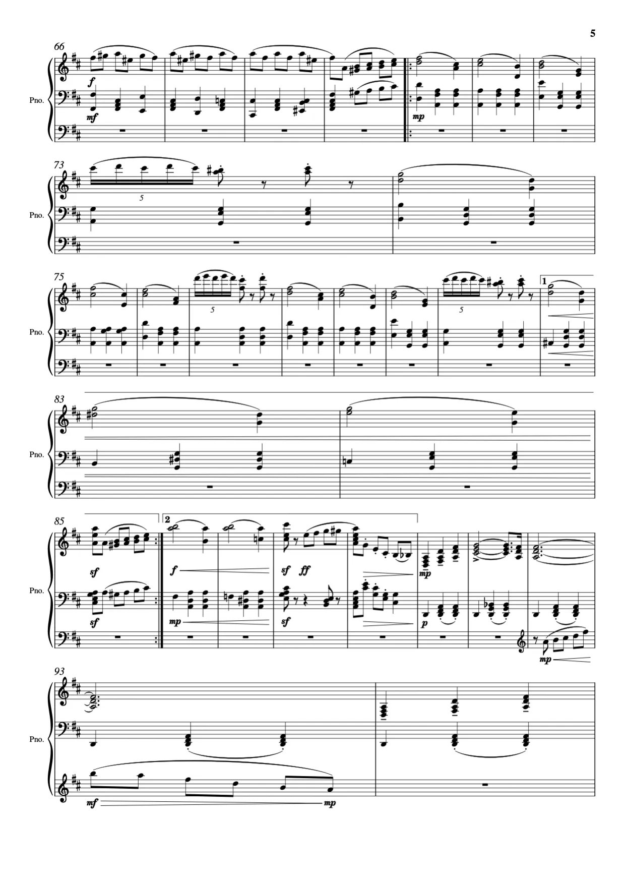 Sheet music page 5 Waltz of the Flowers - Advanced Version