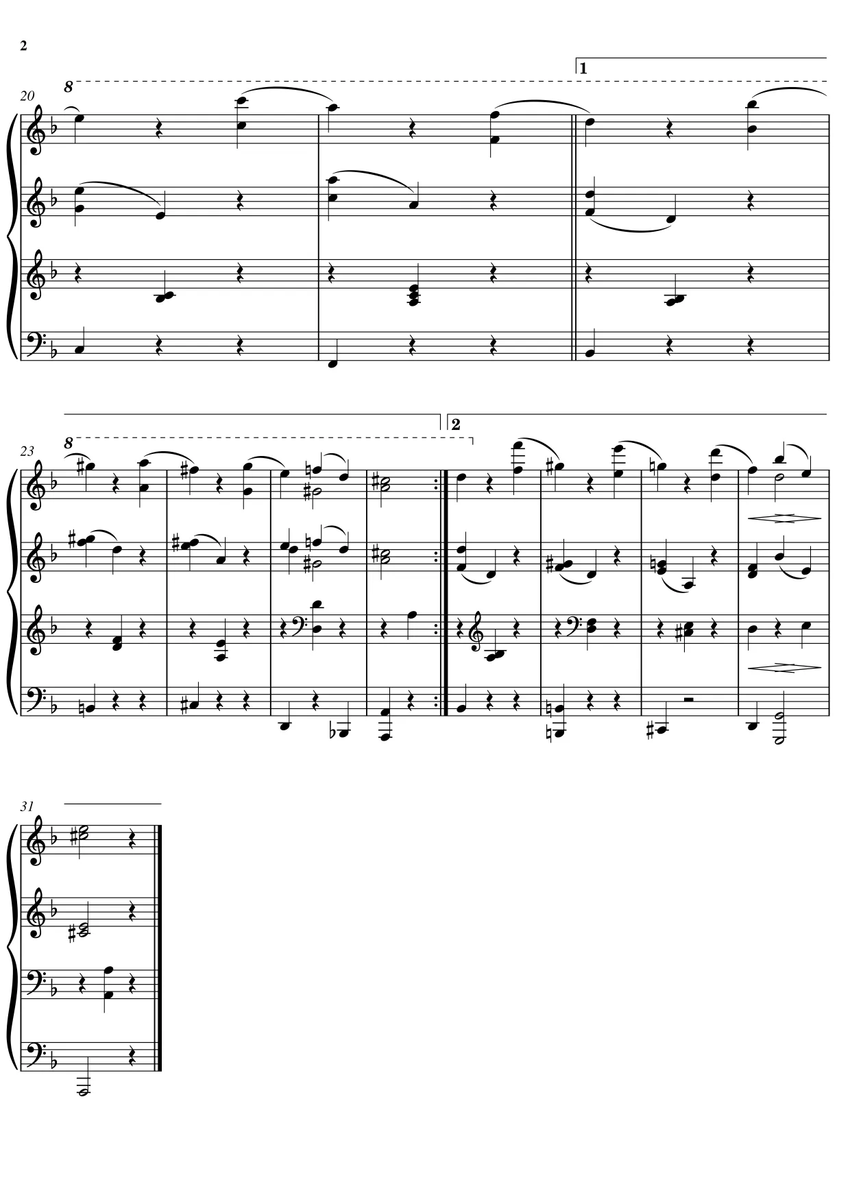 Sheet music page 2 Waltz in A-flat major, Op. 39 No. 15 - Intermediate Version