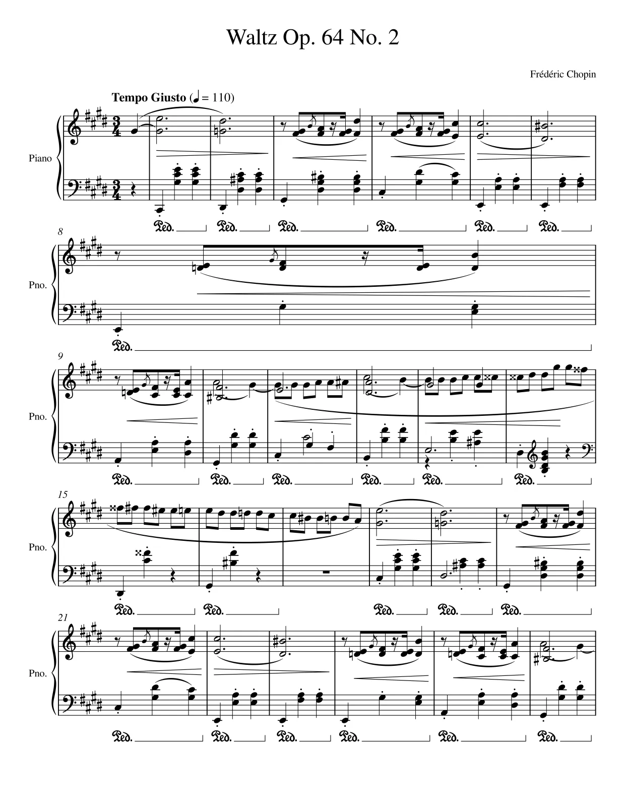 Sheet music page 1 Waltz Op. 64 No. 2 - Advanced Version