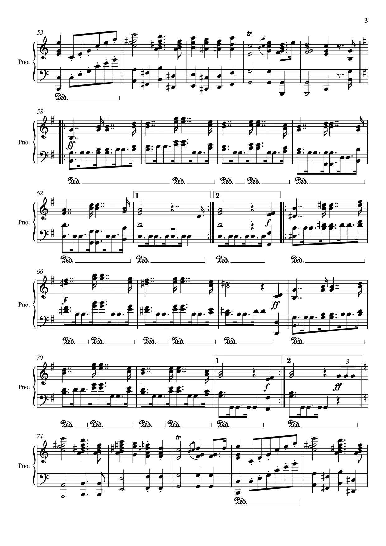 Sheet music page 3 Wedding March - Advanced Version
