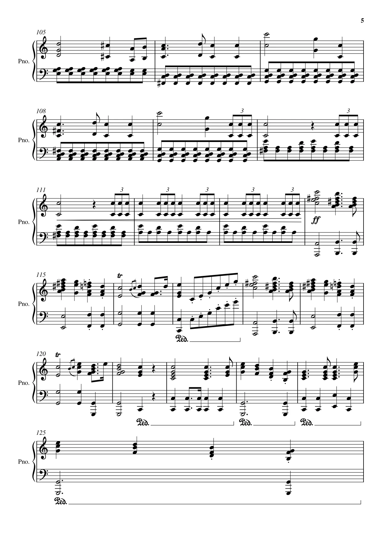 Sheet music page 5 Wedding March - Advanced Version