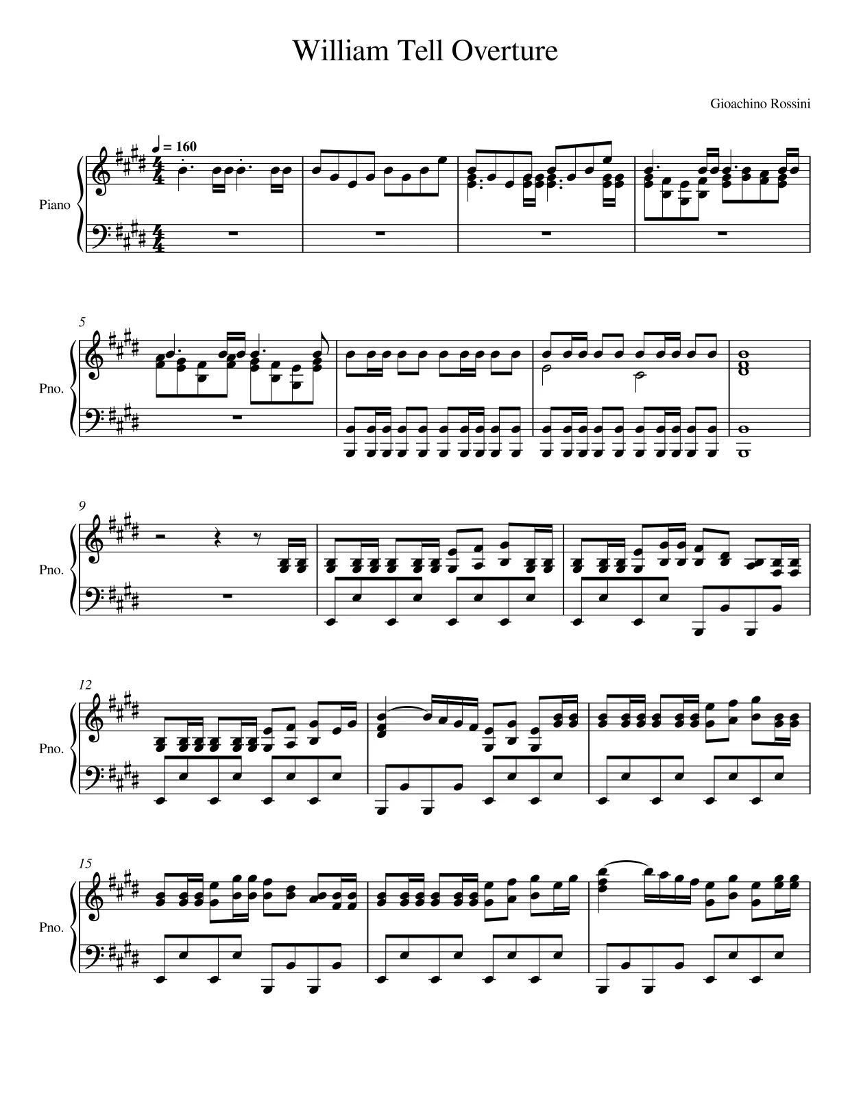 Sheet music page 1 William Tell Overture - Advanced Version