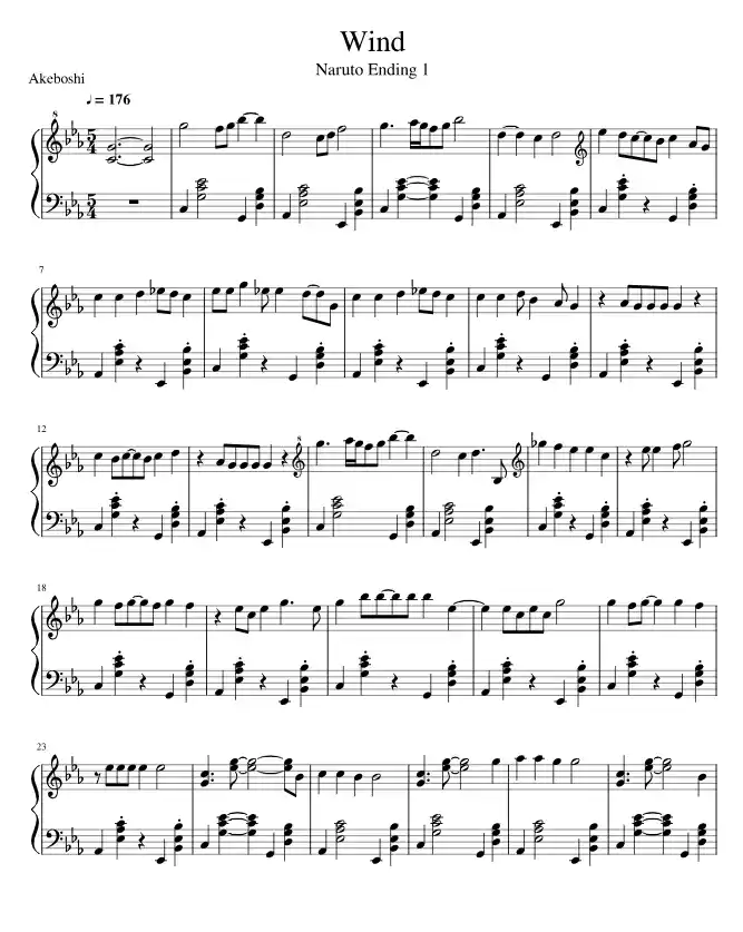 Sheet music page 1 Wind - Advanced Version