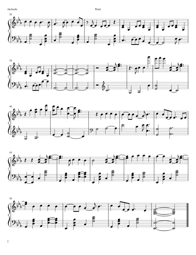 Sheet music page 2 Wind - Advanced Version
